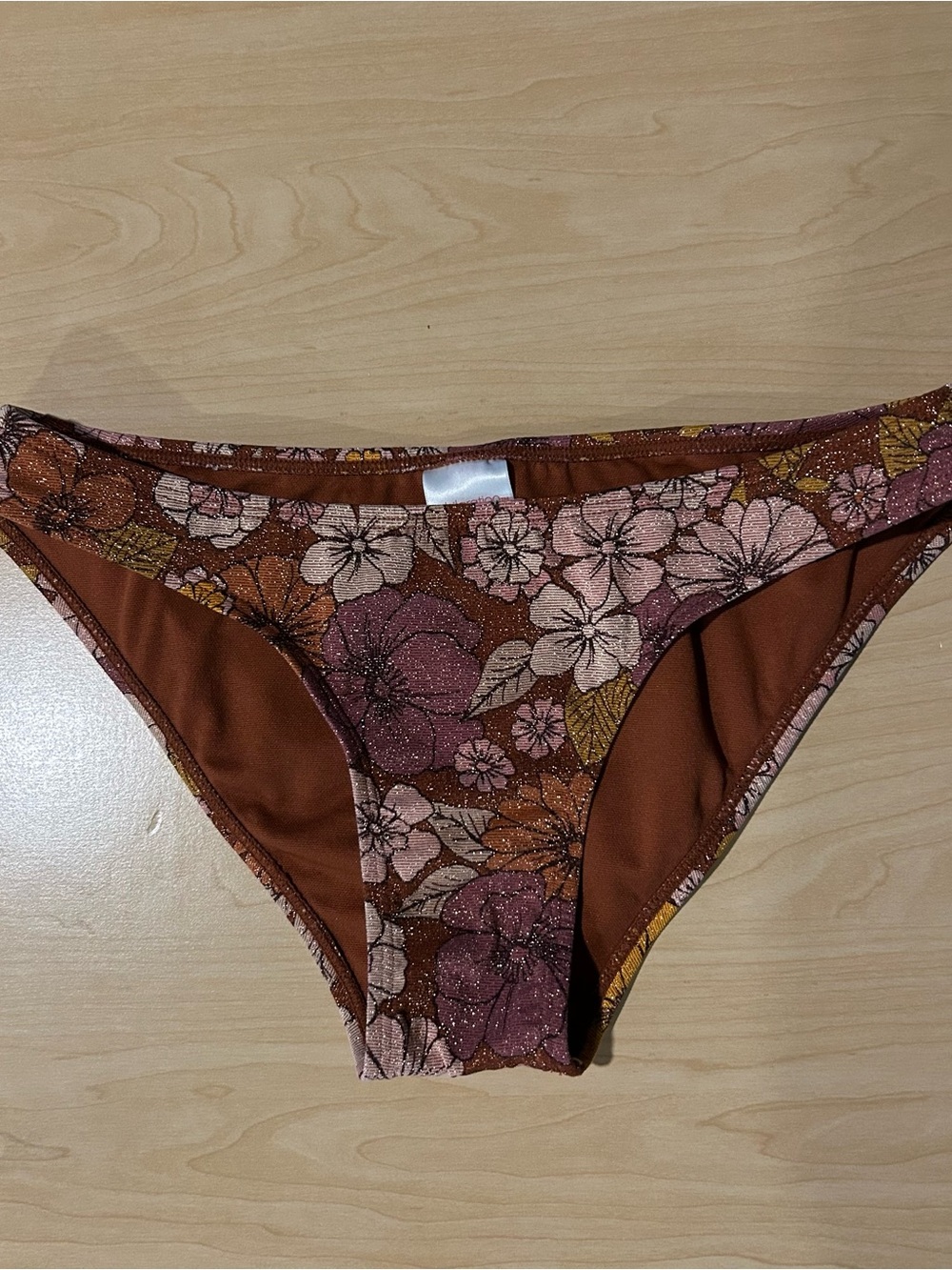 Xhilaration Floral Two-Piece Bikini in Rust, Pale Pink, Yellow - Picture 3 of 11